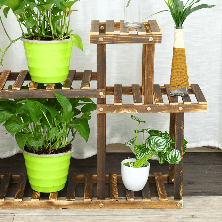 Wooden Succulent Flower Pot Stand Indoor Balcony Floor Stand Garden Decoration