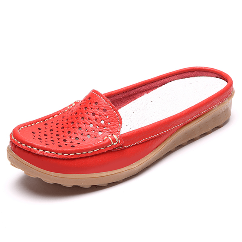 Soft Hollow Out round Toe Penny Loafers - MRSLM