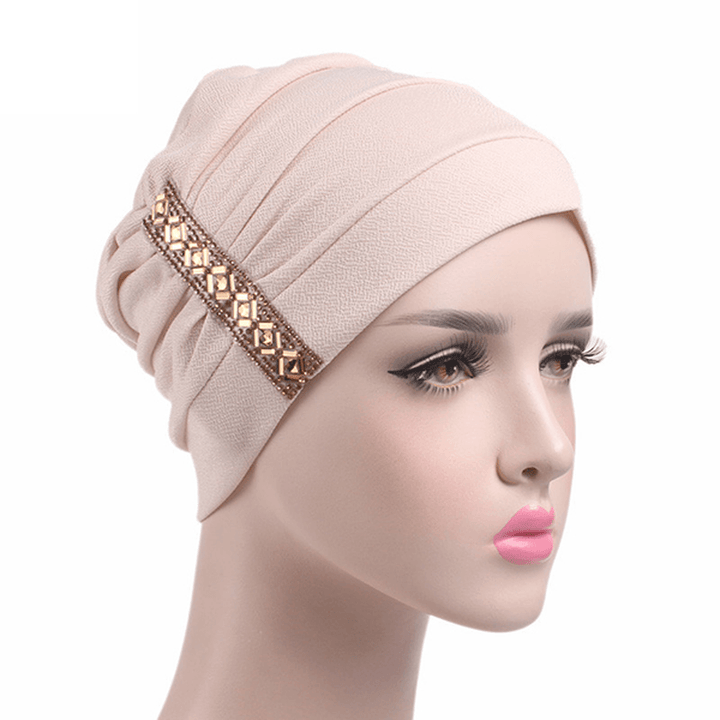 Womens Chemo Cap Soft Muslem Ethnic Beanie Sleep Turban Hat Headwear for Cancer Patients - MRSLM