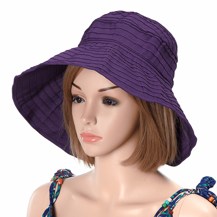 Women Foldable Sun Protective Beach Hat Summer Outdoor Gardening Anti-Uv Wide Brim Visor Cap - MRSLM