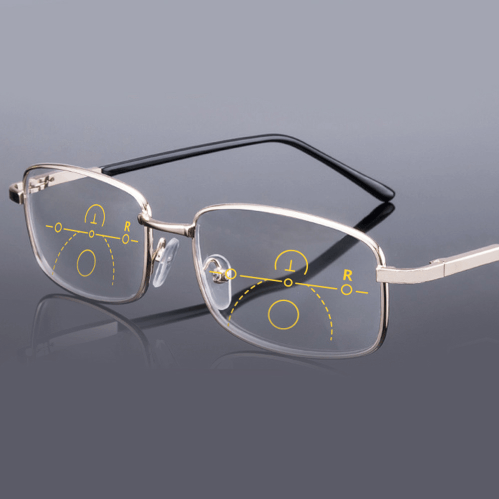 Unisex Dual-Use Frameless Multi-Focus Anti-Blue Light Intelligent Automatic Zoom Reading Glasses Presbyopic Glasses