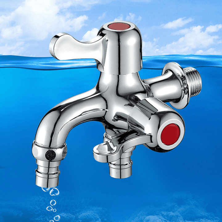 1/2 Inch Washing Machine Faucet Sink Connector Hose Tap Garden 2 Outlet with Control - MRSLM