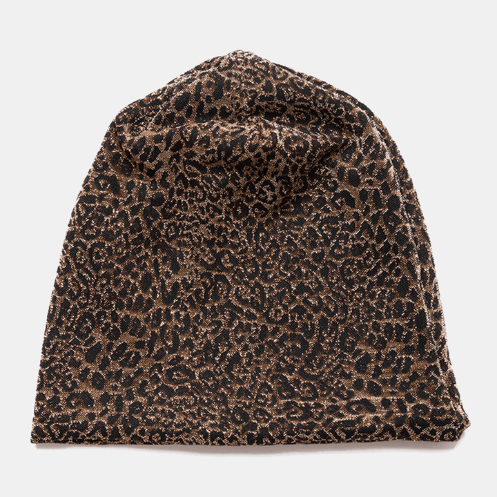 Women Leopard Pattern Elastic Baotou Hat Summer Autumn Outdoor Sunshade Breathable Adjustable Skull Hat Beanie Hat