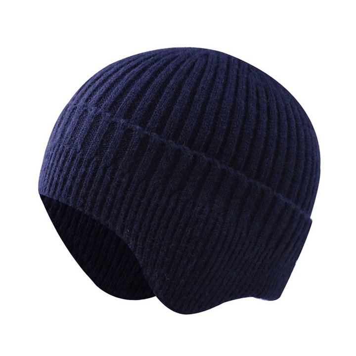 Fashionabl Warm Pure Color Ear Protection Wool Knitted Hat