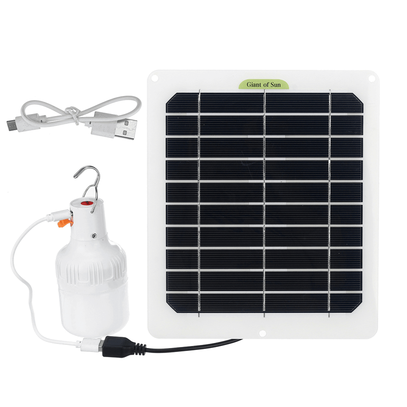 20W USB Solar Panel Power 80W 3 Modes Adjustable LED Bulb Tent Lamp Camping Light Outdoor Travel Fishing