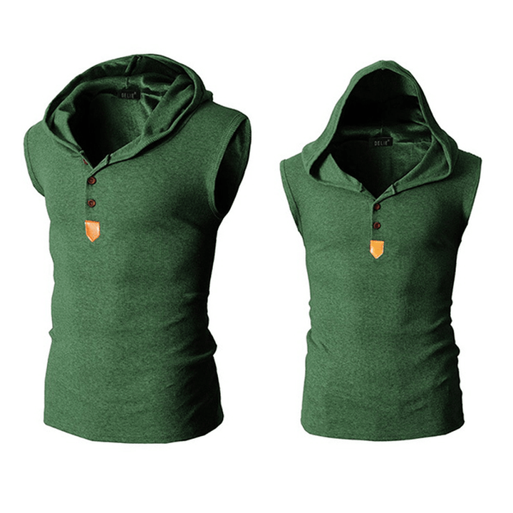 Slim Fit Hooded Sport Tank Tops