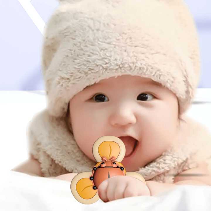 Baby Cartoon Spinning Sucker Finger Rotating Toy Three-Color Insect Animal Sucker That Can Rotate