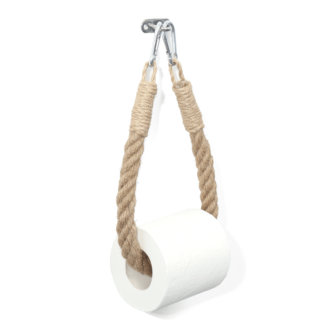 Roll Paper Holder Vintage Towel Hanging Jute Rope Wall Mount Toilet Paper Holder