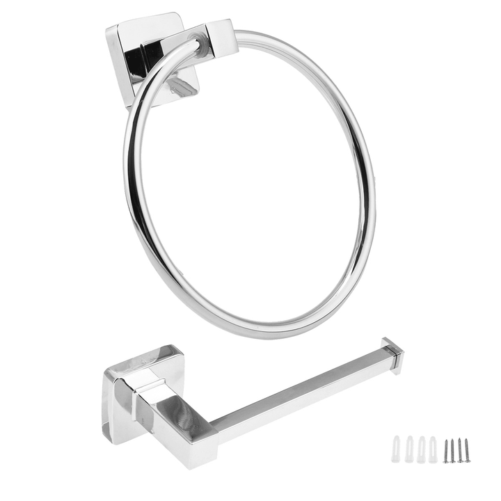 Stainless Steel Paper Tissue Holder Rack Hanger Towel Ring Wall Mounted Shelf - MRSLM