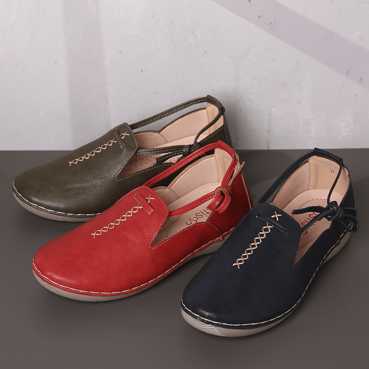 Pure Color Casual Comfy Walking Leather Loafers