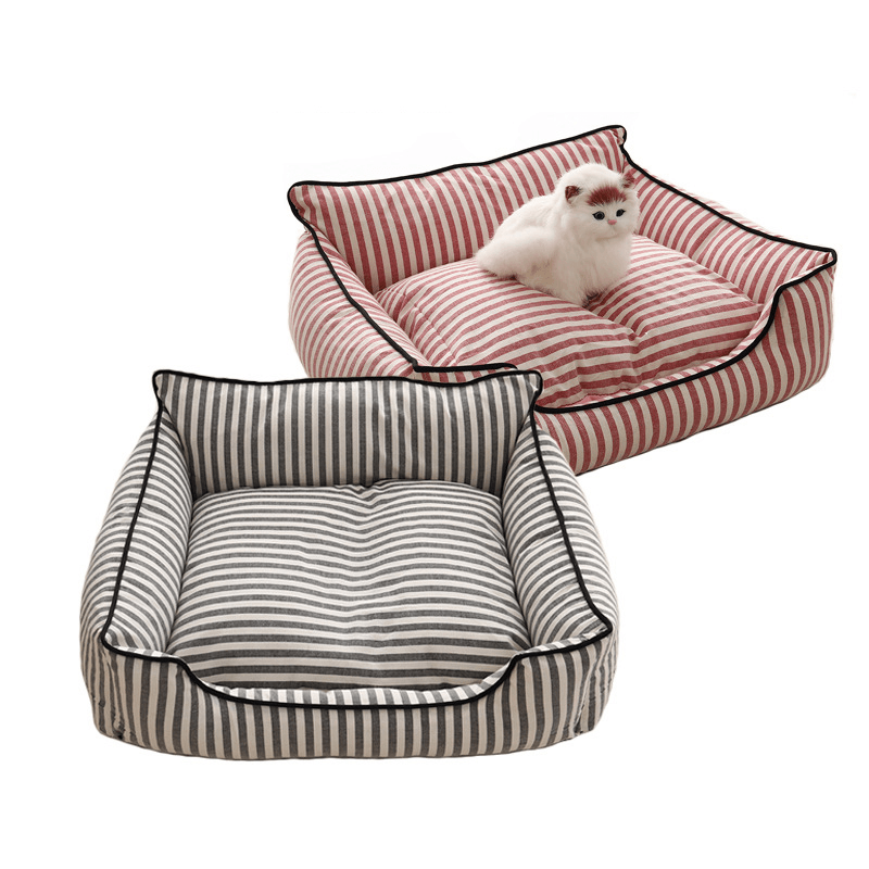 2 Colors Stripe Pattern Pet Sofa Bed Mat Dog Cat Sofa Kennel Pet Bed