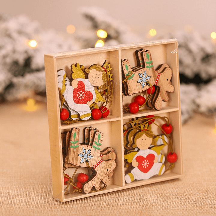 Cartoon Wooden Small Pendant Christmas Decorations