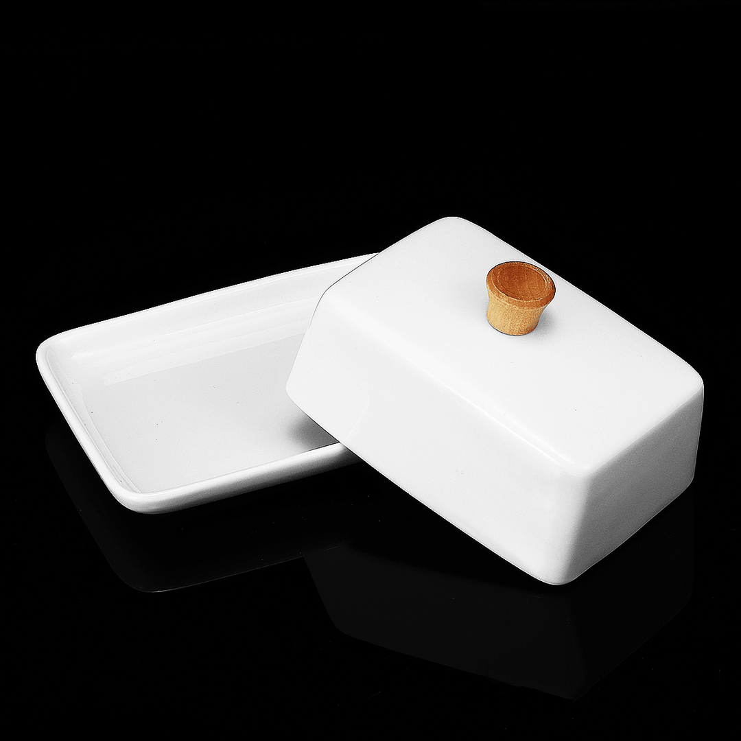 Porcelain Butter Dish with Lid Holder Serving Storage Tray Plate Storage Container Pizza Plate