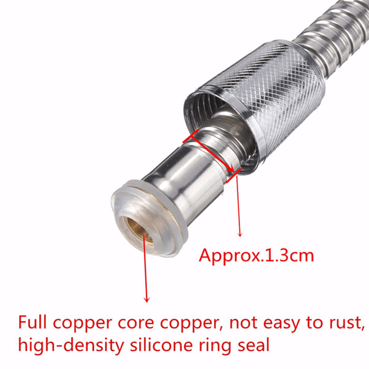 2M Long Standard Flexible Bathroom Shower Head Hose Stainless Steel Chrome Pipe