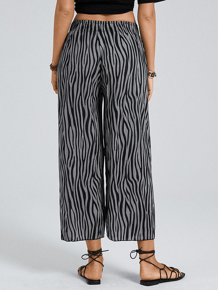 Zebra Print Elastic Waist Wide Leg Lounge Pants for Women