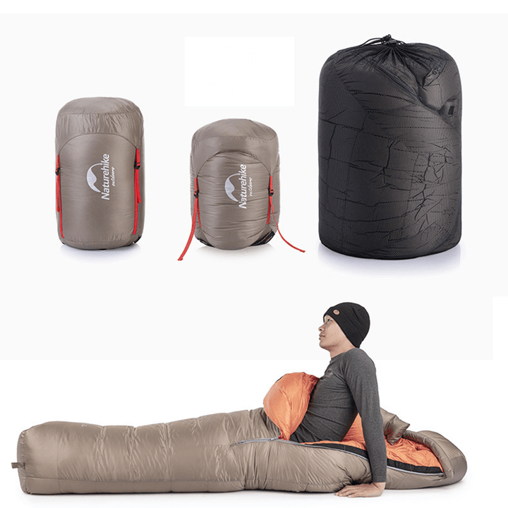 Naturehike 20D 380T Nylon Folding Camping Sleeping Bag Outdoor Adult Single Goose down Sleeping Bag Waterproof Mummy Sleeping Sack