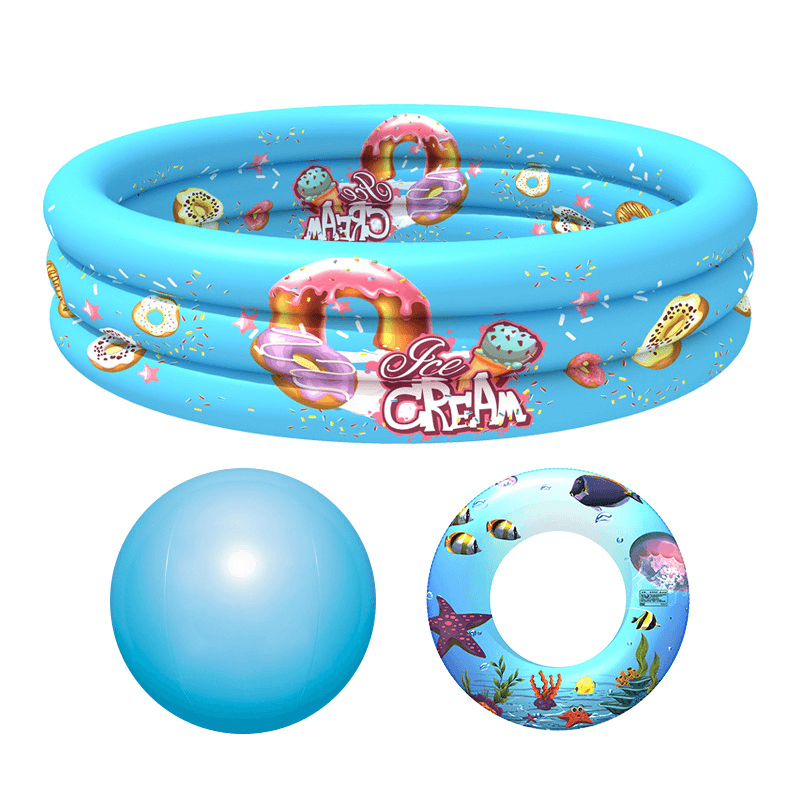 130Cm Children Swimming Pool Bathing Tub Baby Toddler Paddling Inflatable Swimming Pool with Swimming Ring and Ball