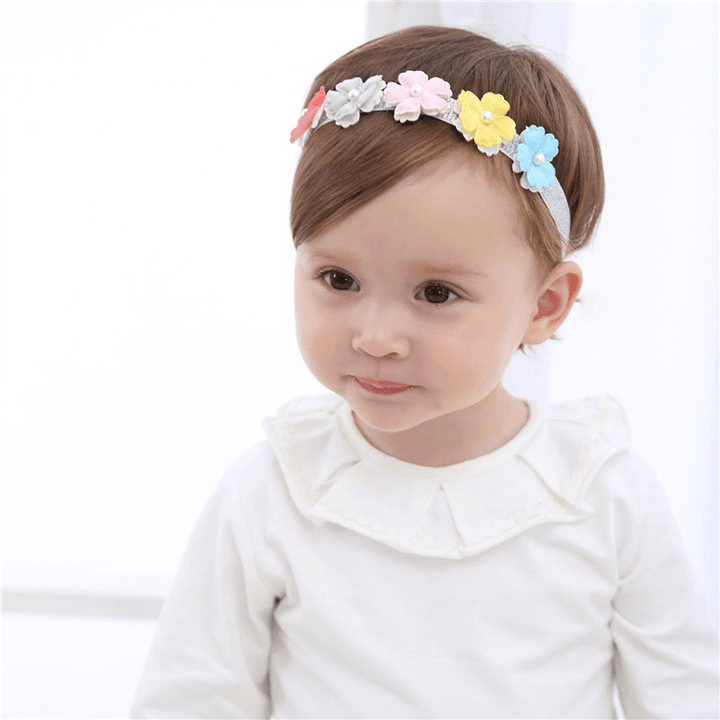 Children'S Pearl Five-Color Flower Headband