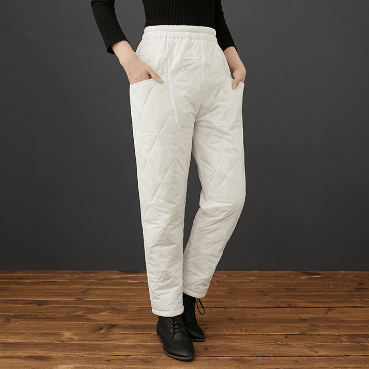 Fashion Casual Harem Cotton Trousers with Diamond Pattern