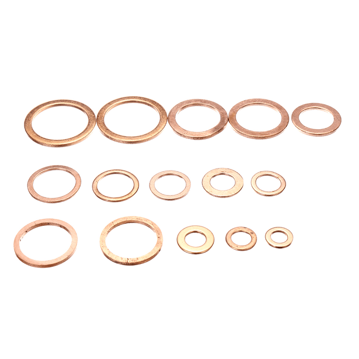 280Pcs 12 Sizes Assorted Crush Copper Washer Gasket Set Flat Ring Seal Kit Tools