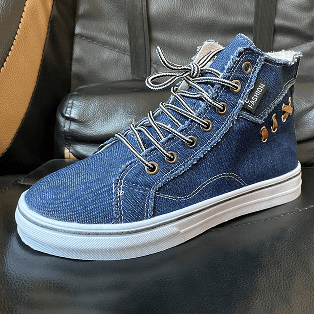 Women Denim Comfy Wearable Casual Sports High Top Flats