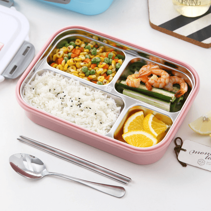 304 Stainless Steel Insulated Bento Lunch Box Leak-Proof with 4 Compartments for Outdoor Camping Picnic