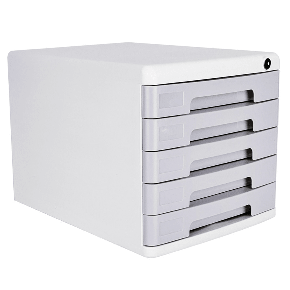 Deli 9779 Plastic File Cabinets with Lock Five Layers Large Capacity Storage File Holder Business Office Documents Storage Supplies