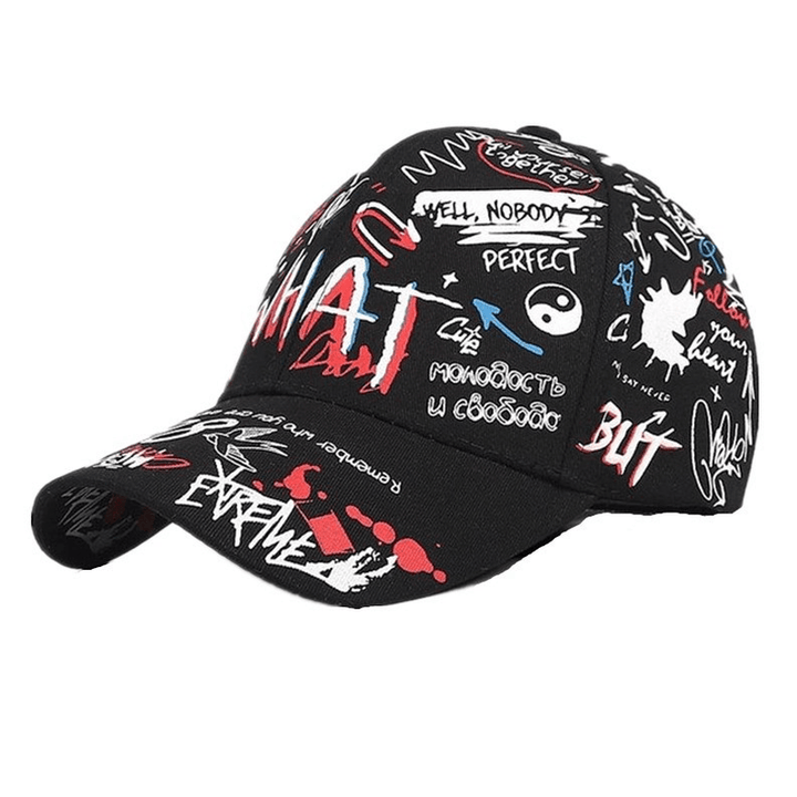 New WHAT Graffiti Baseball Cap Hip Hop Tide Hat Summer Travel Shade Caps Men Women Outdoor Sports Casual Hats Snapback Hats Gorr