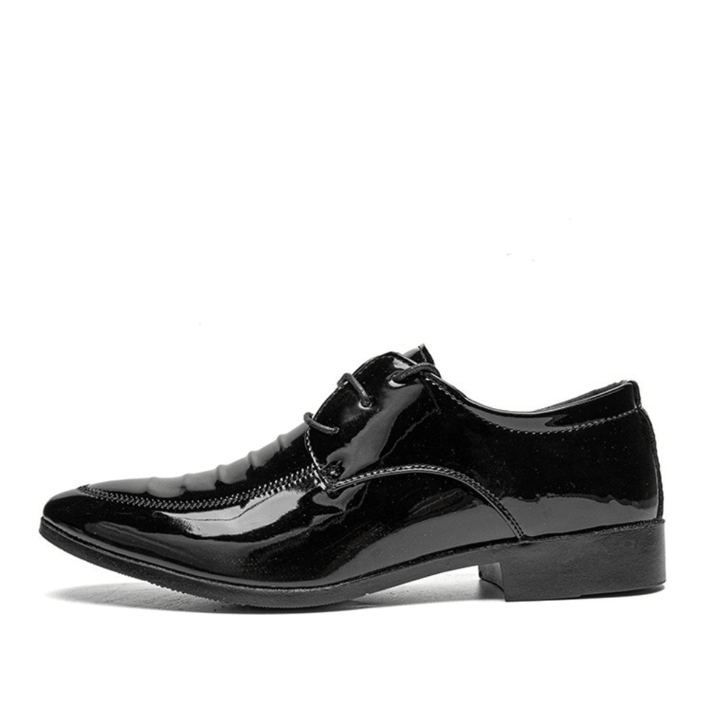 Men Leather Breathable Pointy Toe Soft Sole Lace up Business Casual Dress Shoes