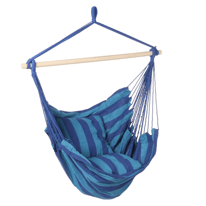 YUANDA Hammock Chair Stripe Hanging Swing Outdoor Garden Portable Seat with 2 Pillow