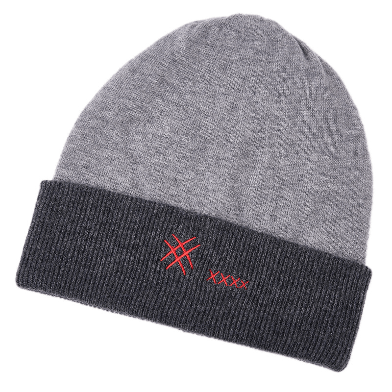 Trendy Men'S Autumn and Winter Spotless Dome Fashion Embroidered Letters Warm Knitted Hat