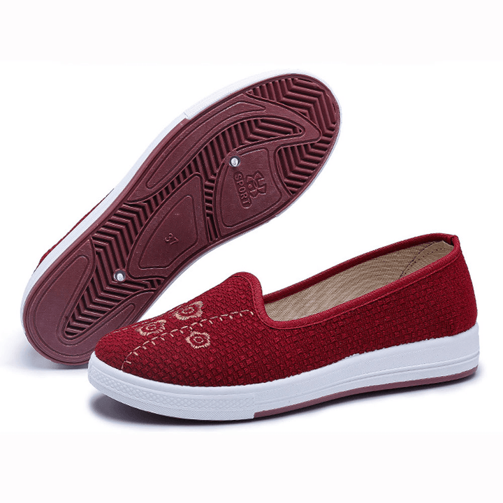 Women Embroidery Comfy Breathable Casual Shallow Slip on Flat Loafers