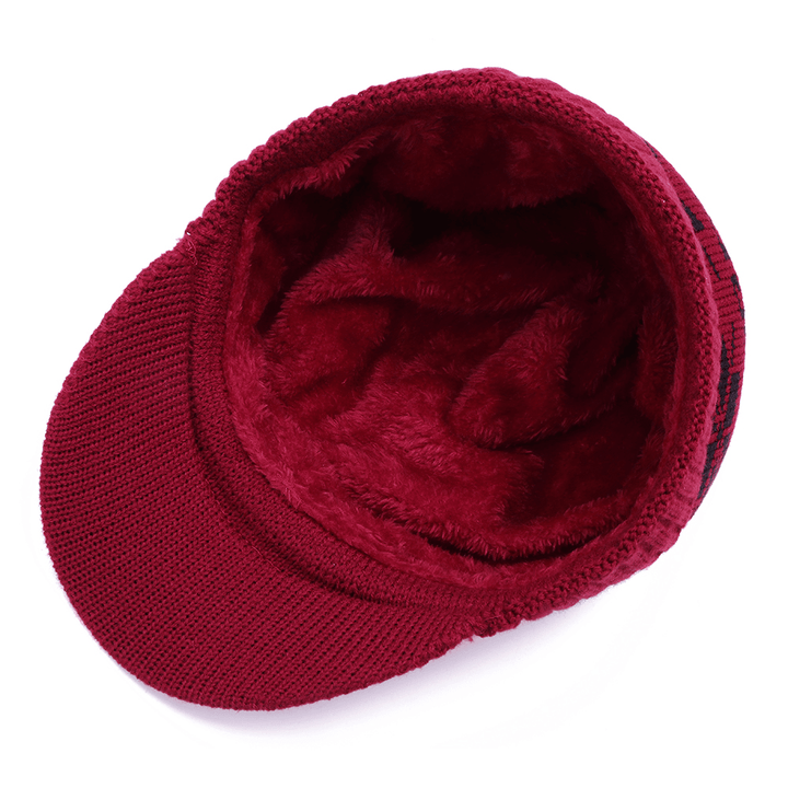 Unisex Men Winter Windproof Knit plus Velvet Hat Scarf Set