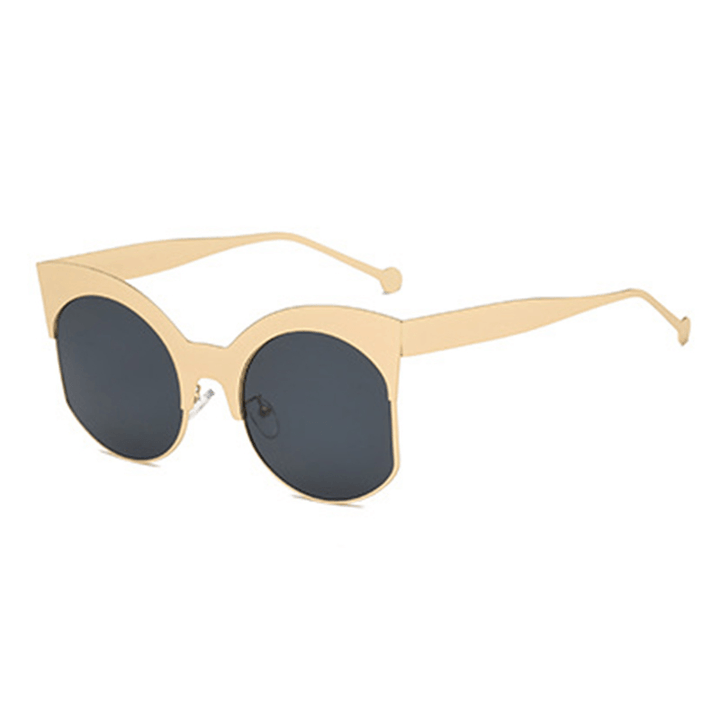 Women Men Outdoor Metal Half Frame Sunglasses Big Frame Ocean Piece Sunglasses