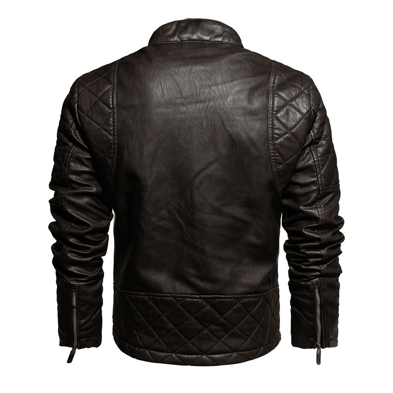 Autumn and Winter Leather Motorcycle Jacket Men plus Velvet to Keep Warm