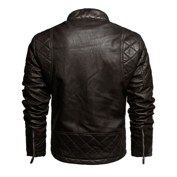 Autumn and Winter Leather Motorcycle Jacket Men plus Velvet to Keep Warm