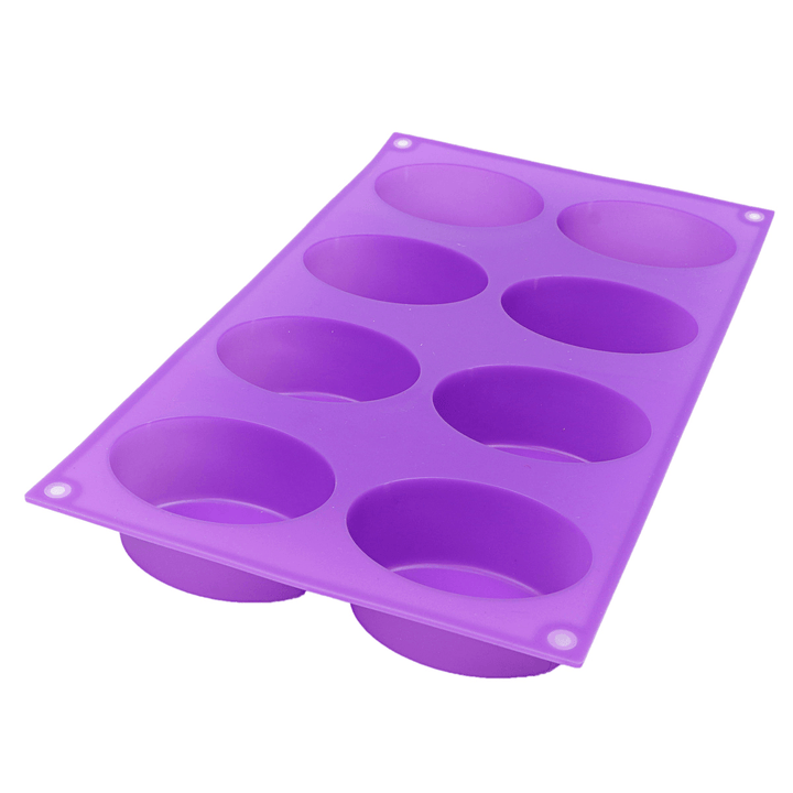 8-Cavity Oval Soap Mold Silicone Chocolate Mould Tray Homemade Muffin Making Tool Baking Mould