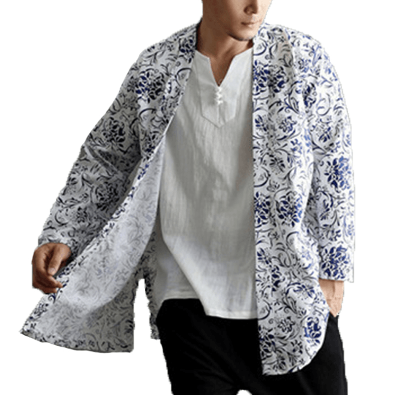 Mens Casual National Linen Kimono Cardigans