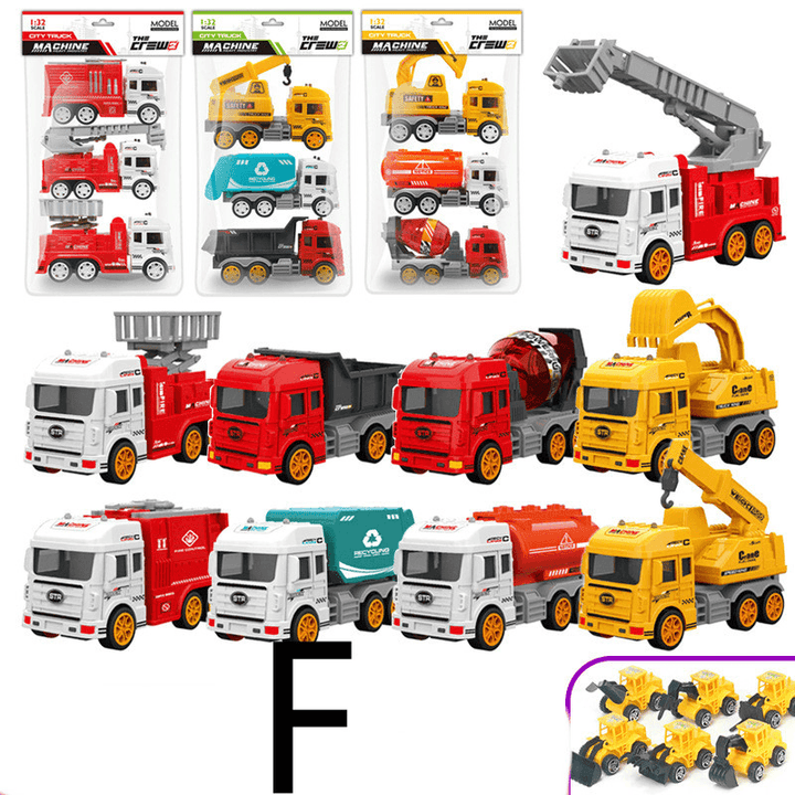 Children'S Car Toy Inertial Crane Excavator Truck Fire Truck Set