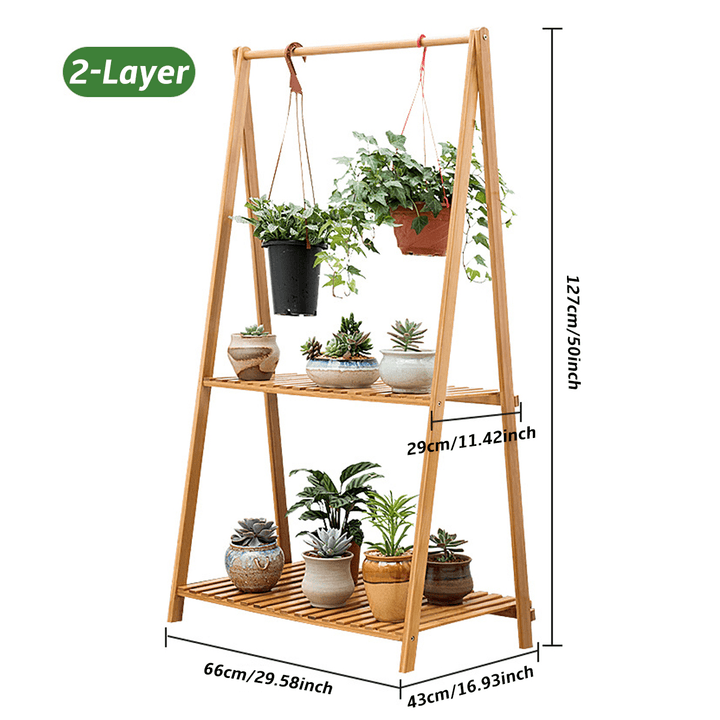 MUMAREN NZXGHJ Wooden Flower Stand Plant Display Balcony Garden Living Decoration 1/2 Layers - MRSLM