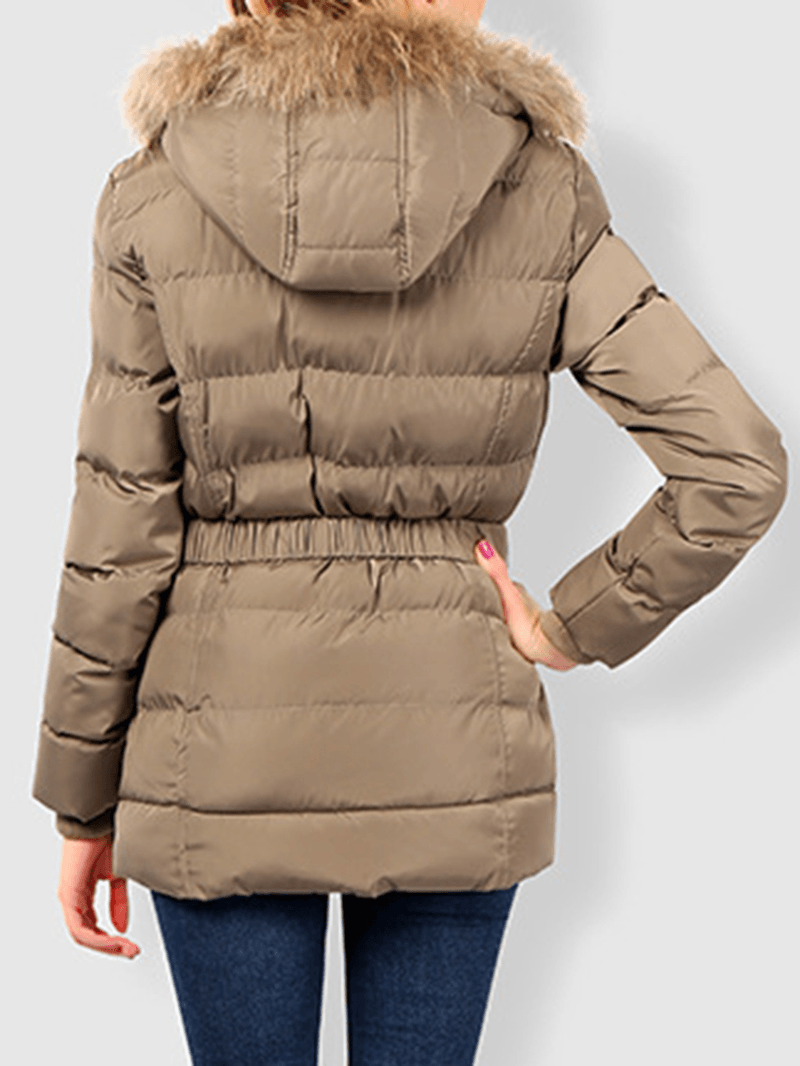 Faux Fur Hooded Quilted Coat