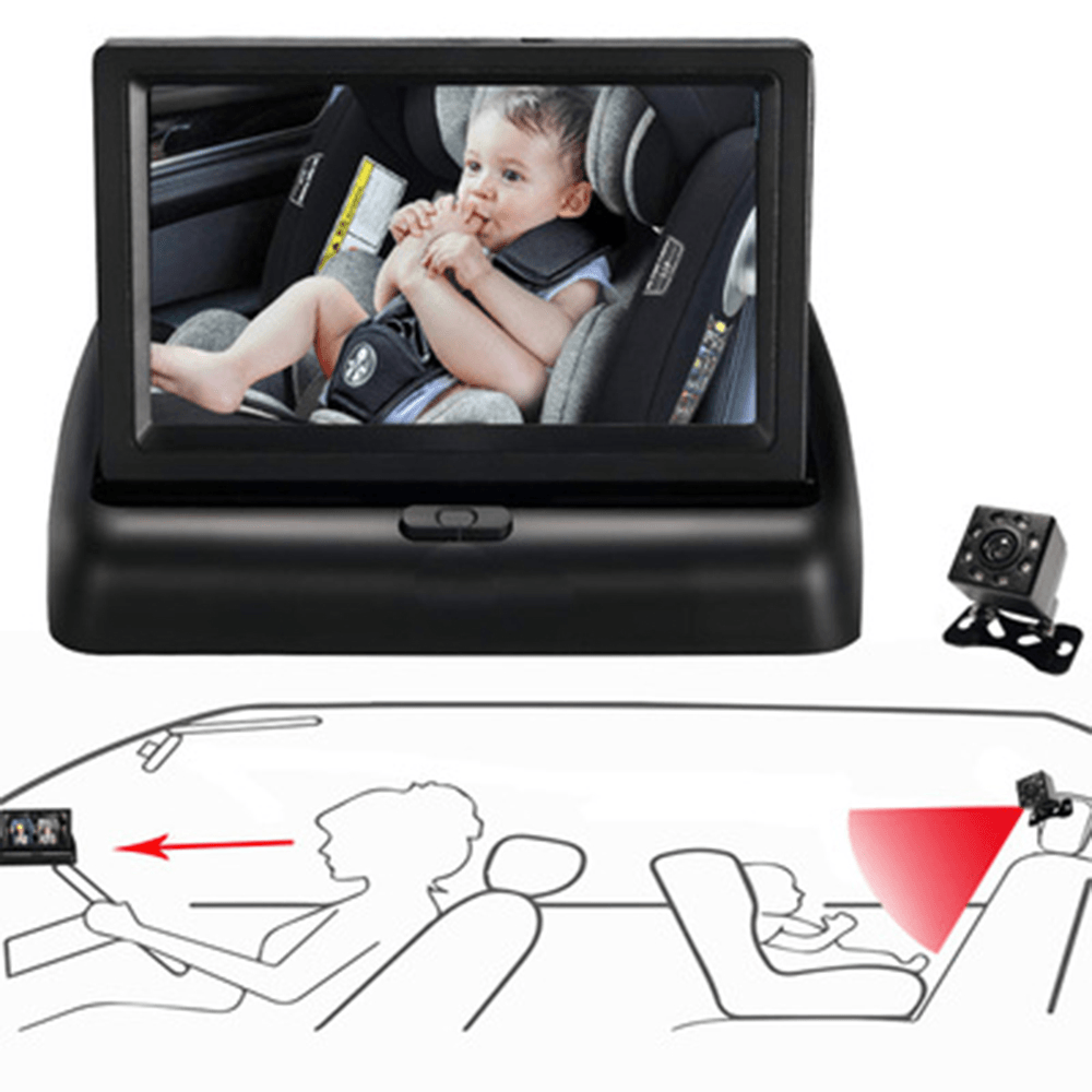 HD 1000 Smart Baby Car Mirror Camera with Night Vision for Safely Monitor Infant Child in Rear Facing Car Seat