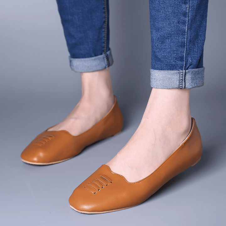 Women Square Toe Comfy Lightweight Slip on Loafers