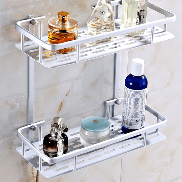 Hollow Out Aluminium Bathroom Kitchen Storage Rack Commodity Shelf Sundries Holder