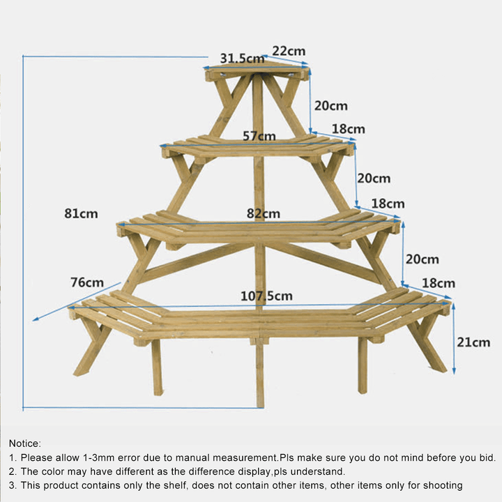 3/4 Tiers Wood Corner Flower Rack Plant Stand Shelves Display Shelf Pot Holder - MRSLM