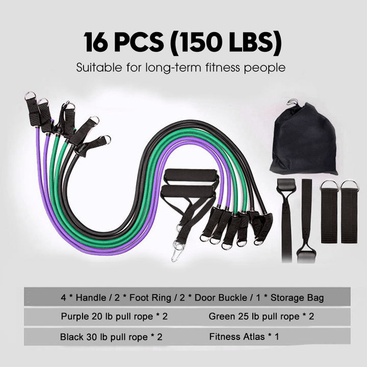 10-16Pcs/Set Resistance Bands Yoga Rubber Tubes Home Fitness Pull Rope Gym Exercise Tool - MRSLM