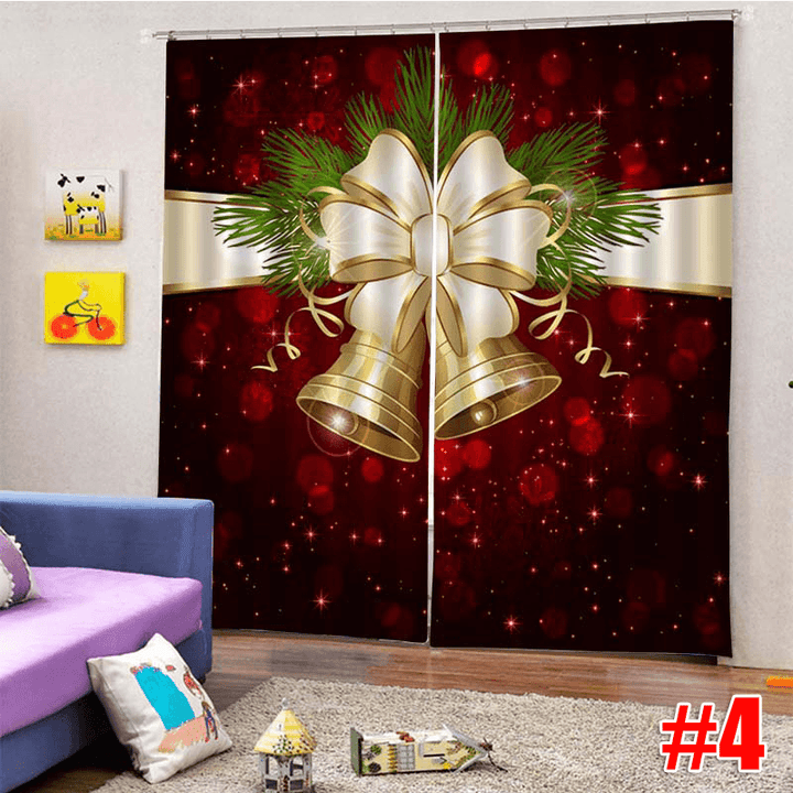 2PCS 3D Print Window Curtain Drapery Door Screen Panel for Christmas Decoration - MRSLM