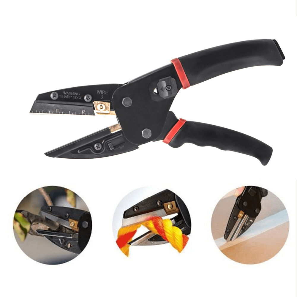 3 in 1 Cutting Tool Multi Cut Pliers Wire Black Power Cut Garden Pruning Shears with 3Pcs Extra Blades Wire Stripper Scissors for Cutting Cable Leather Electrician Hand Crimping Tools