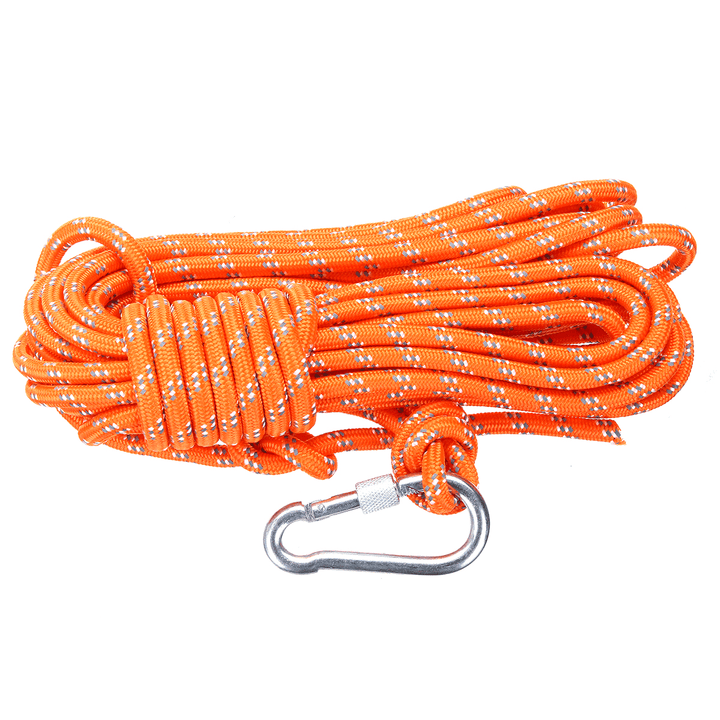 Outdoor Climbing Rope 8MM Diameter, 10M(32Ft) Escape Rope with Hook Fire Rescue Parachute Rope Climbing Equipment