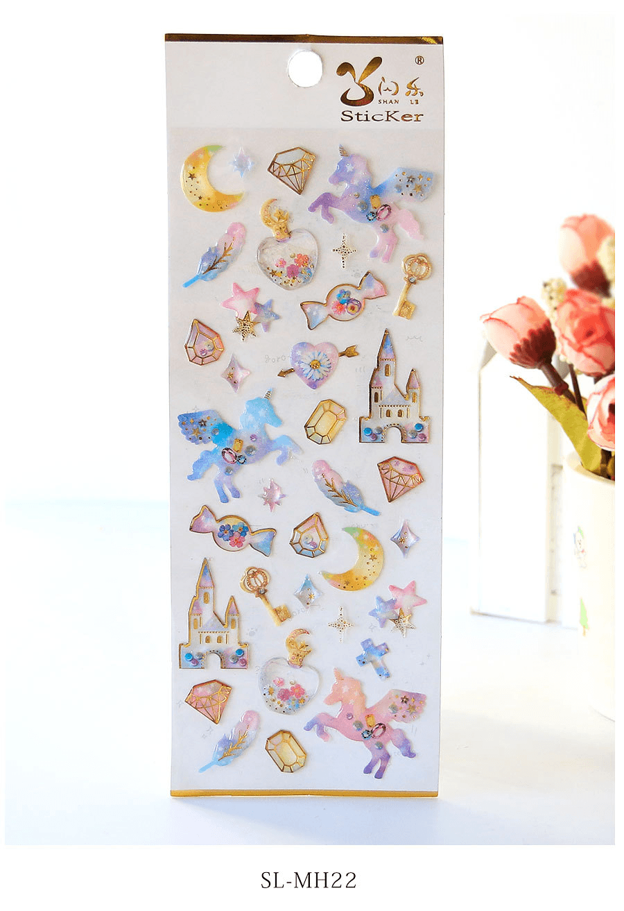 Fantasy Starry Sky Crystal Stickers Mobile Phone Album Decoration Paste Children'S Handmade Early Education Puzzle Reward Three-Dimensional Stickers